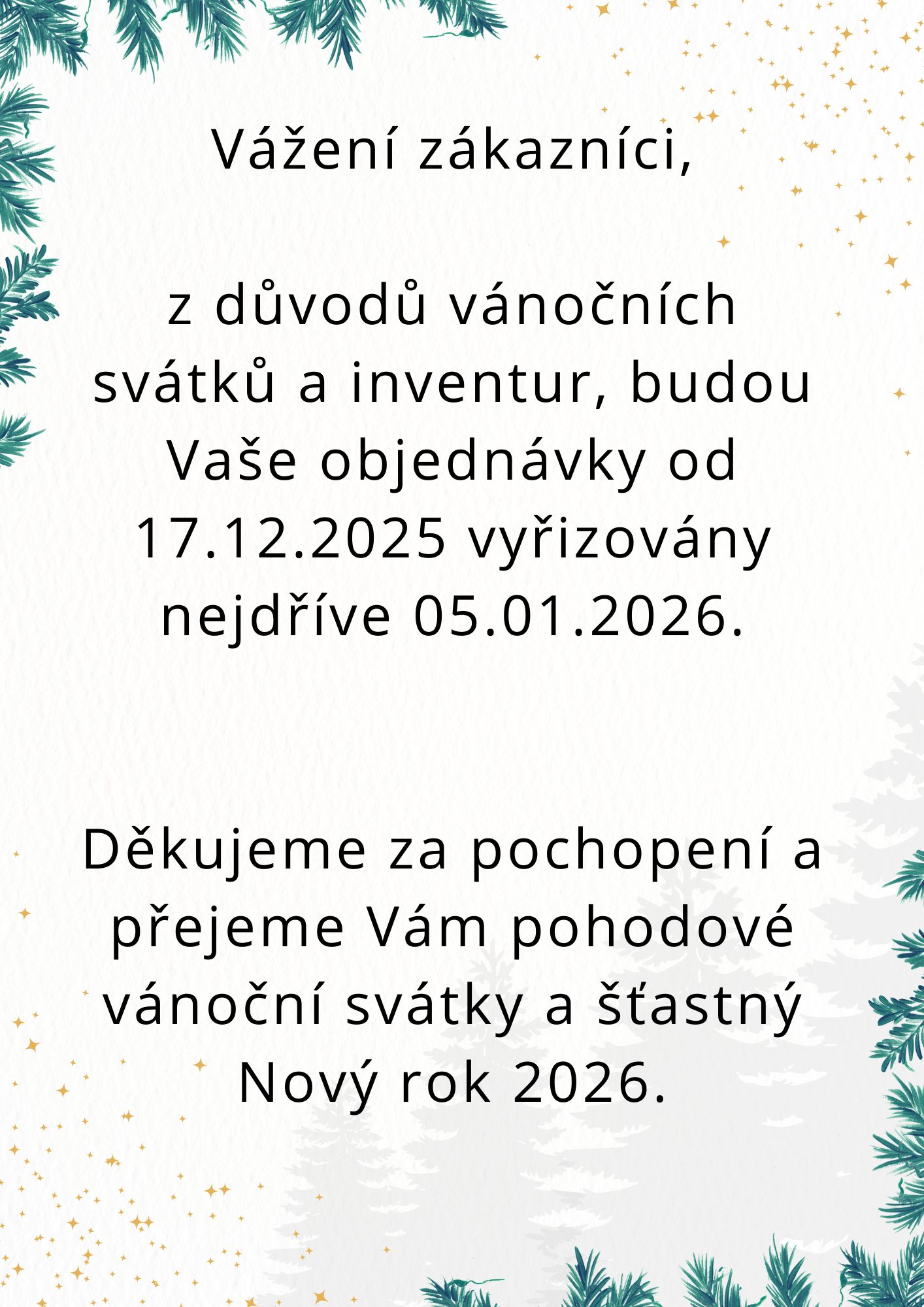 Objednávky-Vánoční svátky