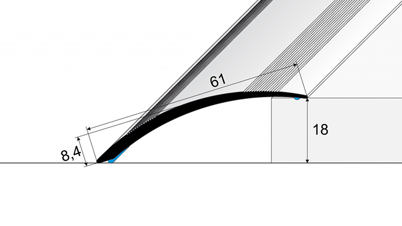 Levně Přechodový profil 61 mm - oblý, délka 100 cm